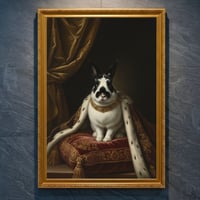 うさぎ（ダッチ）のルネサンス風肖像画 油絵風アートA4金縁額装インテリア壁掛け