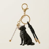 犬（ゴールデンレトリバー）のキーホルダー ミニチュア シルクブラック