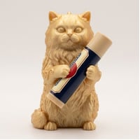 猫（ペルシャ猫）の3Dプリント リップケース シルクゴールド キーホルダー