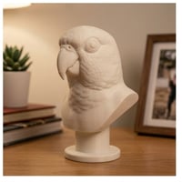 ナナイロメキシコインコの3Dプリント胸像 白PLA 彫刻 置物 インテリア