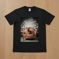ジャーマンシェパード半袖Tシャツ ロココ調シャビーピンク ブラック 男女兼用