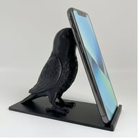 インコ（インドオオハナインコ）のスマホスタンド 卓上 シルクブラック