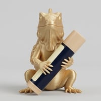 ブルーイグアナのリップケース 3Dプリント シルクゴールド キーホルダー
