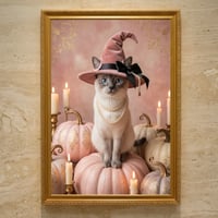猫（シャム猫）のハロウィン限定アート A3額装インテリア壁掛け