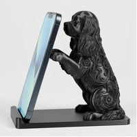 犬（キャバリア）のスマホスタンド 卓上 シルクブラック