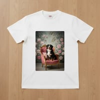バーニーズマウンテンドッグ半袖Tシャツ ロココ調アート ホワイト 男女兼用