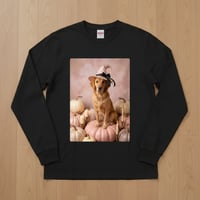 犬（ゴールデンレトリバー）長袖Tシャツ ハロウィン限定 ブラック 男女兼用