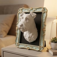 犬（ミニチュアシュナウザー）の壁掛けレリーフ 3Dプリント 白PLA インテリア