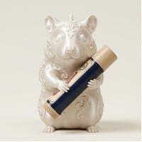 チャイニーズハムスターのリップケース 3Dプリント シルクホワイト キーホルダー