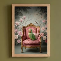インコ（ワカケホンセイインコ）のロココ調アート A4額装インテリア壁掛け