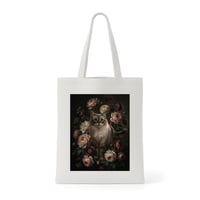 猫（ラグドール）トートバッグ 花の油絵風アート キャンバス地