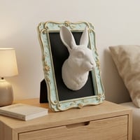 うさぎ（チンチラうさぎ）の壁掛けレリーフ 3Dプリント 白PLA インテリア