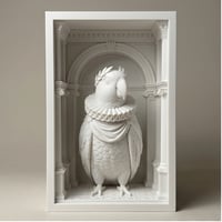 インコ（オオハナインコ）の3Dプリント ブックヌーク 白PLA 本棚インテリア