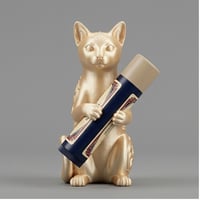 猫（エジプシャンマウ）の3Dプリント リップケース シルクゴールド キーホルダー