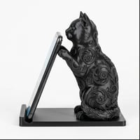 猫（バーマン）のスマホスタンド 卓上 シルクブラック