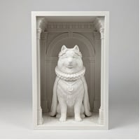 犬（サモエド）の3Dプリント ブックヌーク 白PLA 本棚インテリア