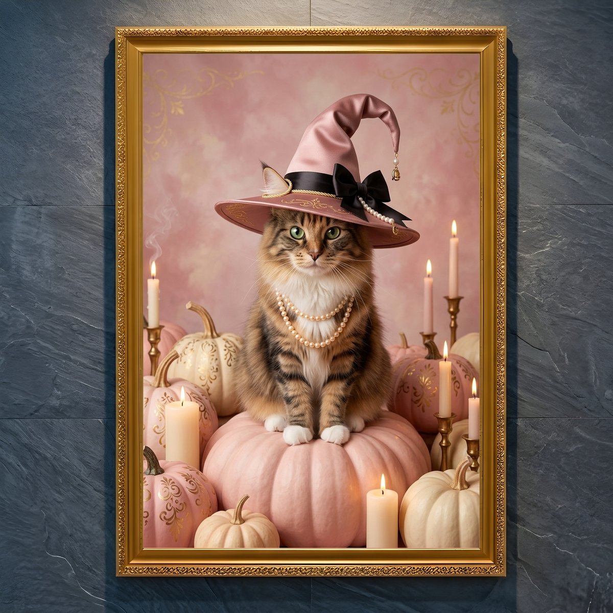 猫（ノルウェージャンフォレストキャット）のハロウィン限定アート A4