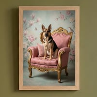 犬（ジャーマンシェパード）のロココ調アート A4額装インテリア壁掛け