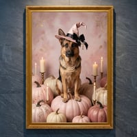 犬（ジャーマンシェパード）のハロウィン限定アート A4金縁額装インテリア壁掛け