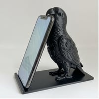 インコ（メイヤーズパロット）のスマホスタンド 卓上 シルクブラック