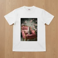 猫（エジプシャンマウ）半袖Tシャツ ロココ調シャビーピンク ホワイト 男女兼用
