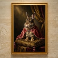 うさぎのルネサンス風肖像画 油絵風アートA3額装インテリア壁掛け