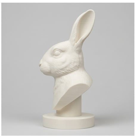 うさぎ（ハーレクイン）の3Dプリント胸像 白PLA 彫刻 置物 インテリア