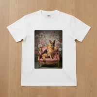 ジャーマンシェパード半袖Tシャツ ロココ調シャビーピンク ホワイト 男女兼用