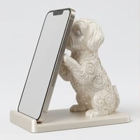 犬（マルチーズ）のスマホスタンド 卓上 シルクホワイト