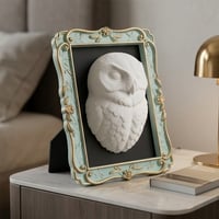 シロフクロウの壁掛けレリーフ 3Dプリント 白PLA インテリア