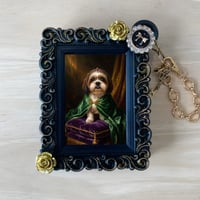 犬（シーズー）バッグチャーム ルネサンス風 ブラック額縁デザイン