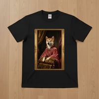 犬（柴犬）半袖Tシャツ ルネサンス風カラーアート ブラック 男女兼用