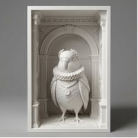 インコ（アキクサインコ）の3Dプリント ブックヌーク 白PLA 本棚インテリア