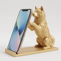 犬（秋田犬）のスマホスタンド 卓上 シルクゴールド
