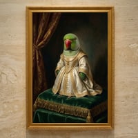 インコ（インドオオハナインコ）のルネサンス風肖像画 A3額装インテリア壁掛け