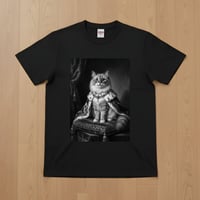 猫（ラグドール）半袖Tシャツ ルネサンス風モノクロアート ブラック 男女兼用