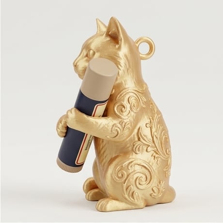 猫（バリニーズ）の3Dプリント リップケース シルクゴールド キーホルダー