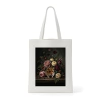 ハムスター（キャンベルハムスター）トートバッグ 花の油絵風アート キャンバス地