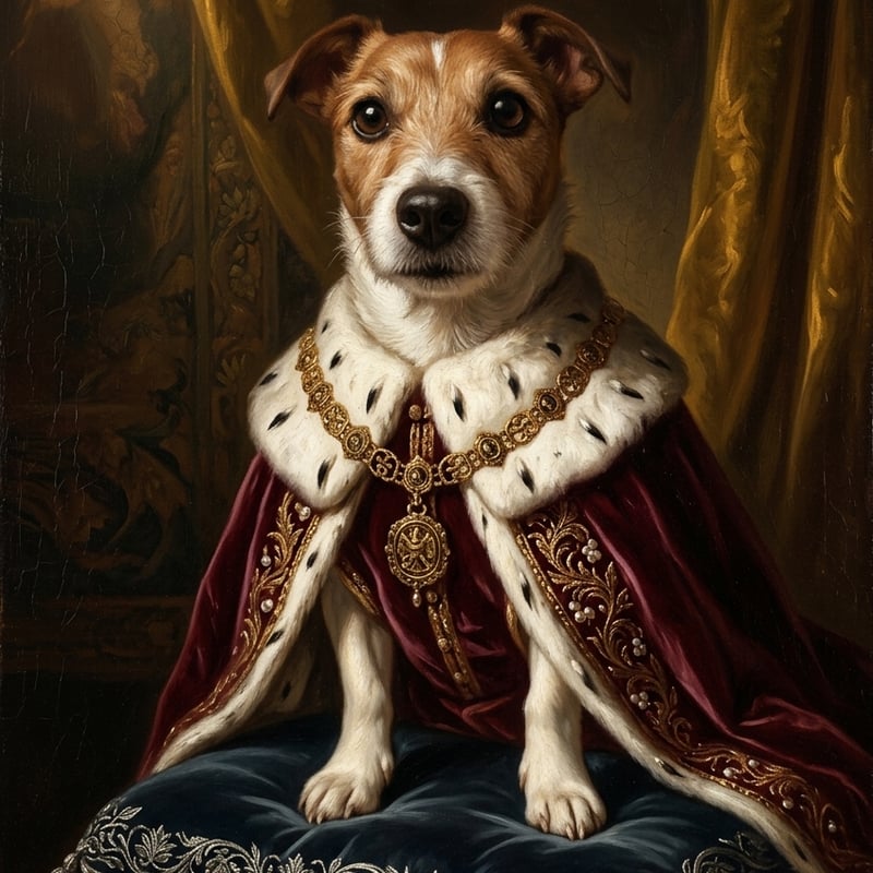 犬（ジャックラッセルテリア）のルネサンス風肖像画 A4額装インテリア