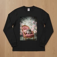 サファイアハムスター長袖Tシャツ ロココ調シャビーピンク ブラック 男女兼用