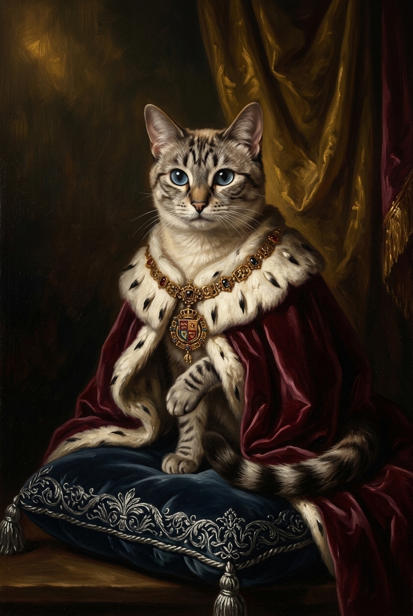 猫のルネサンス風肖像画 油絵風アートA3額装インテリア壁掛け | うちの