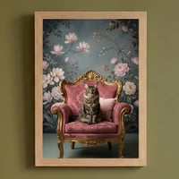 猫（メインクーン）のロココ調シャビーピンクアート A4額装インテリア壁掛け