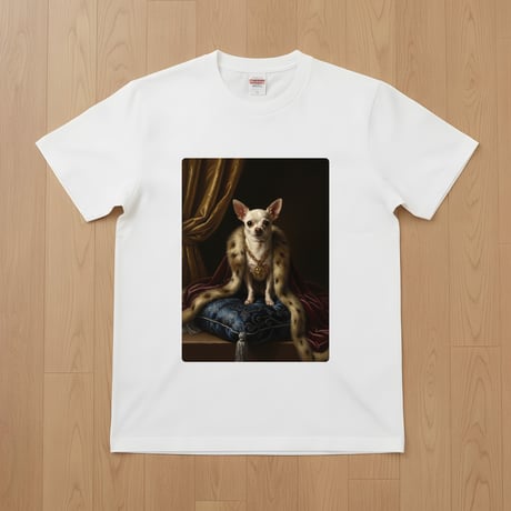犬（チワワ）半袖Tシャツ ルネサンス風カラーアート ホワイト 男女兼用