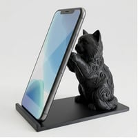 猫（バーマン）のスマホスタンド 卓上 シルクブラック
