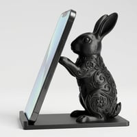 うさぎ（カリフォルニアン）のスマホスタンド 卓上 シルクブラック