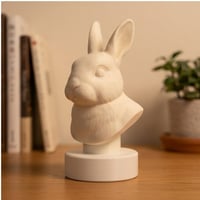 ネザーランドドワーフの3Dプリント胸像 白PLA 彫刻 置物 インテリア