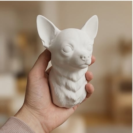 犬（チワワ）の壁掛けレリーフ 3Dプリント 白PLA インテリア