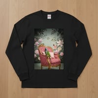 インコ（ダルマインコ）長袖Tシャツ ロココ調シャビーピンク ブラック 男女兼用