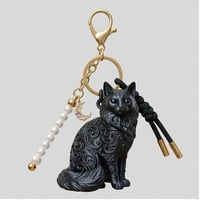 猫（バリニーズ）のキーホルダー ミニチュア シルクブラック