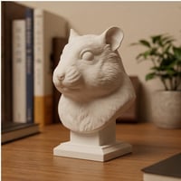 キャンベルハムスターの3Dプリント胸像 白PLA 彫刻 置物 インテリア